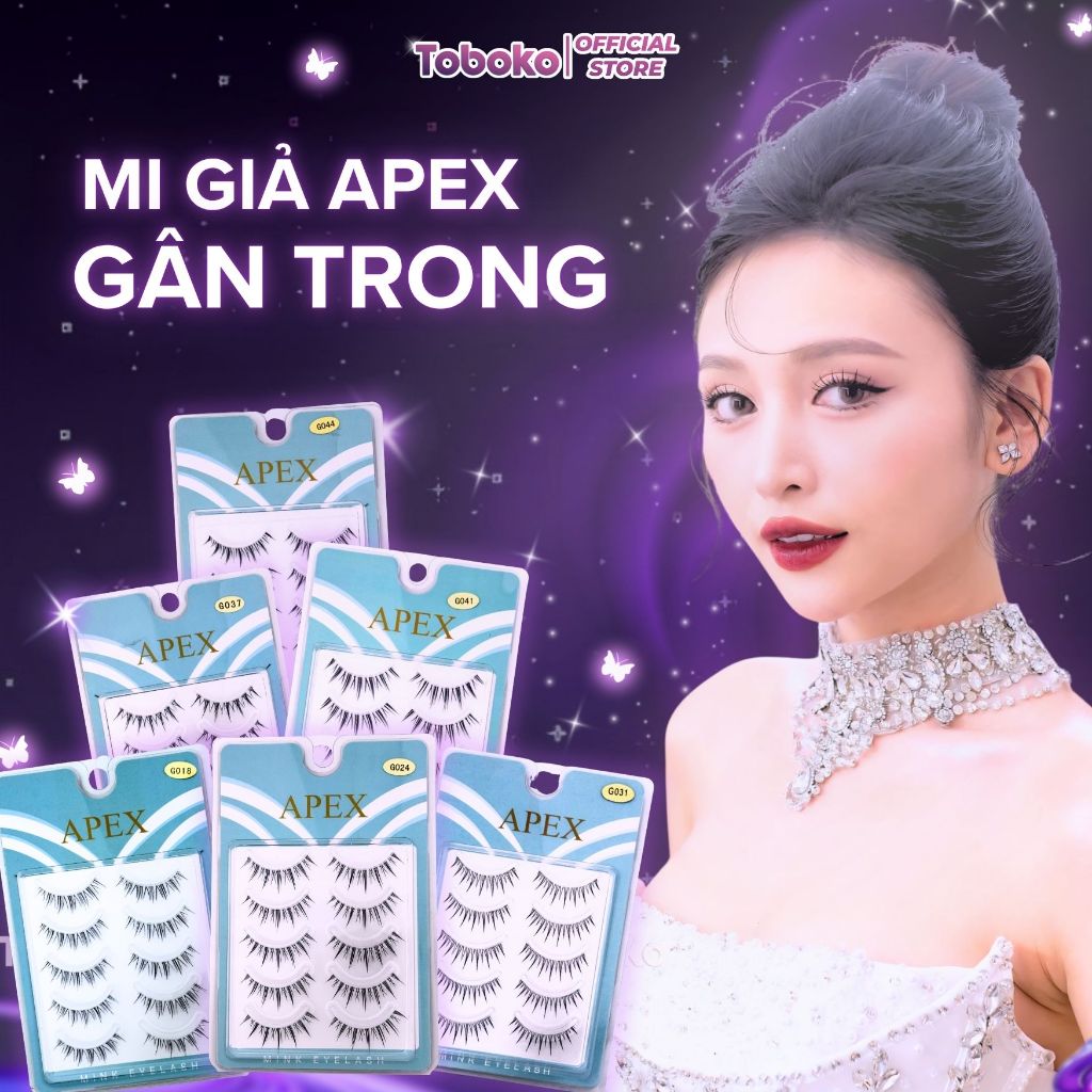 [Rẻ Vô Địch] Hộp 5 Cặp Mi Giả Gân Trong APEX Gân Tàng Hình Không Cộm Mắt (6 mã hot nhất) -Toboko Sto