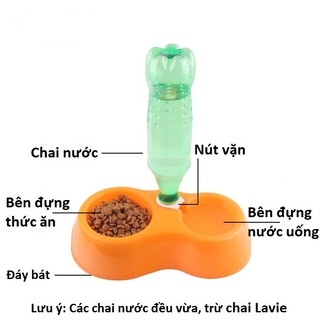 Bát Ăn Đôi Tự Động Cho Chó Mèo - Bát Ăn Kèm Bình Nước Tự Động, Tiện Lợi, Dễ Vệ Sinh - Phụ Kiện Thú Cưng