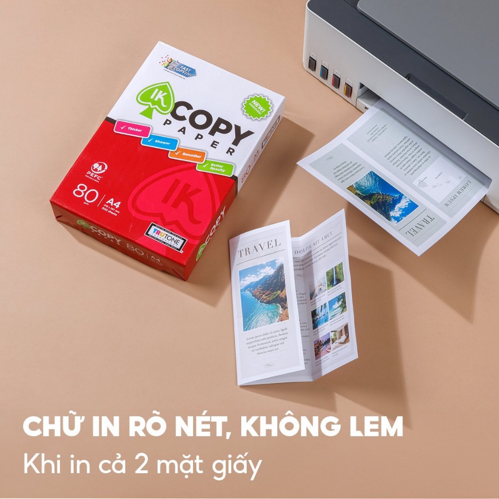 Combo 5 Ream giấy A4 80 gsm IK Copy (500 tờ) - Hàng nhập khẩu Indonesia