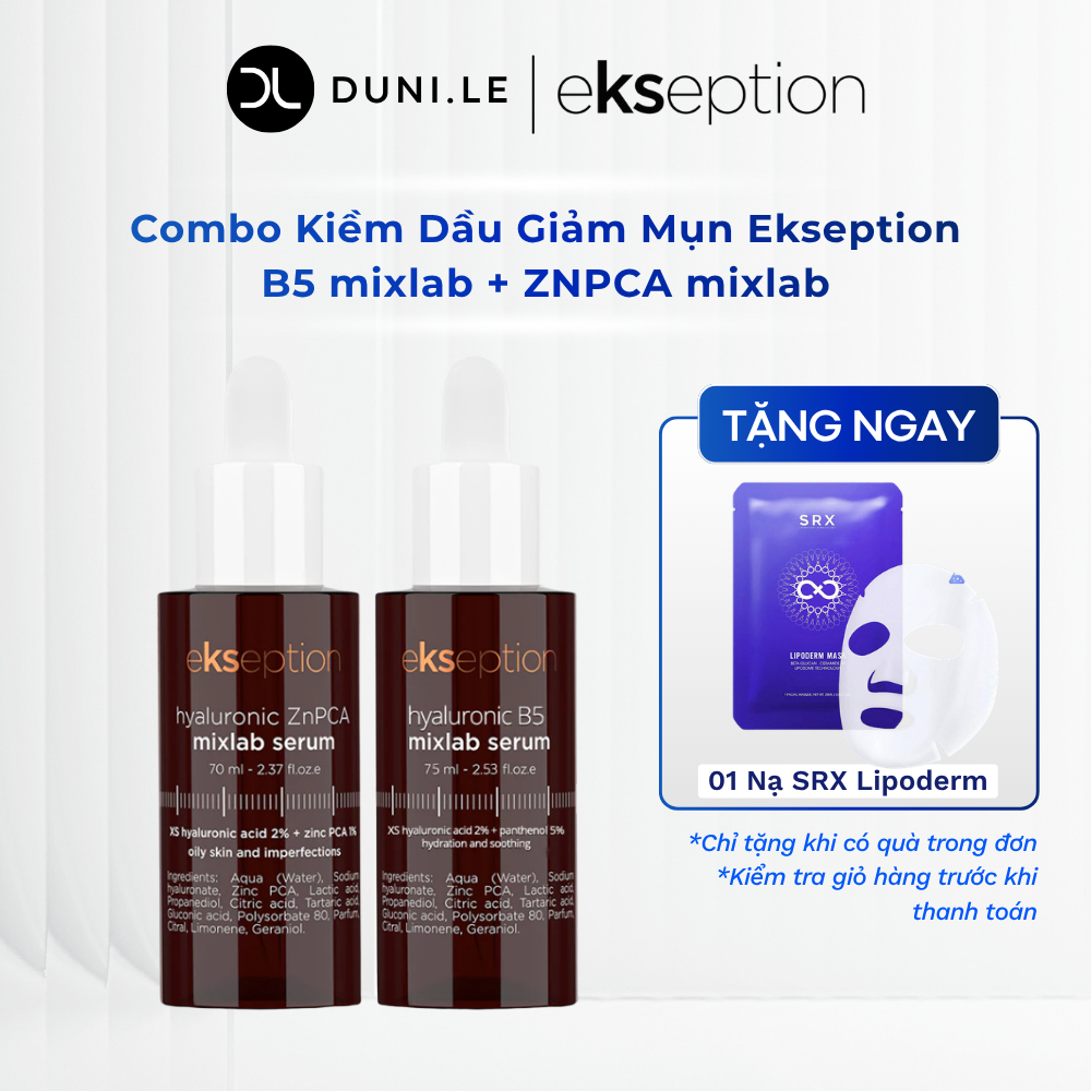 [Ekseption] Combo Kiềm Dầu Giảm Mụn Serum Kẽm ZnPCA  75ml Và Serum Ekseption Hyaluronic B5 75ml | Du