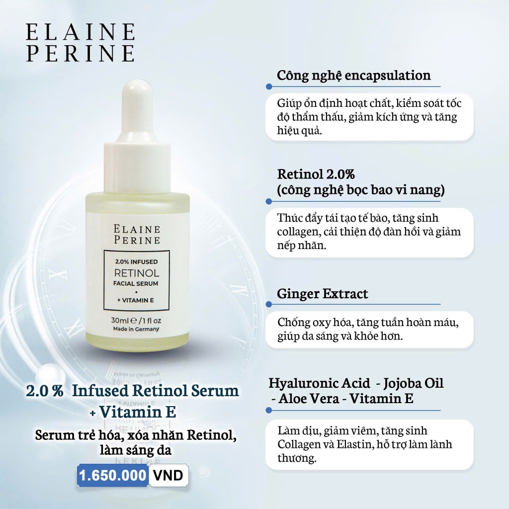 ELAINE PERINE - SERUM RETINOL 2% TRẺ HÓA DA, MỜ NHĂN, TĂNG ĐỘ ĐÀN HỒI CHO DA