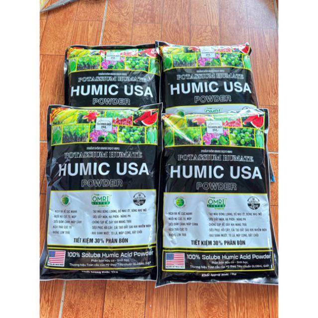 Phân bón humic usa kích rễ Việt Mỹ dạng bột 1kg pha 1000 lít nước