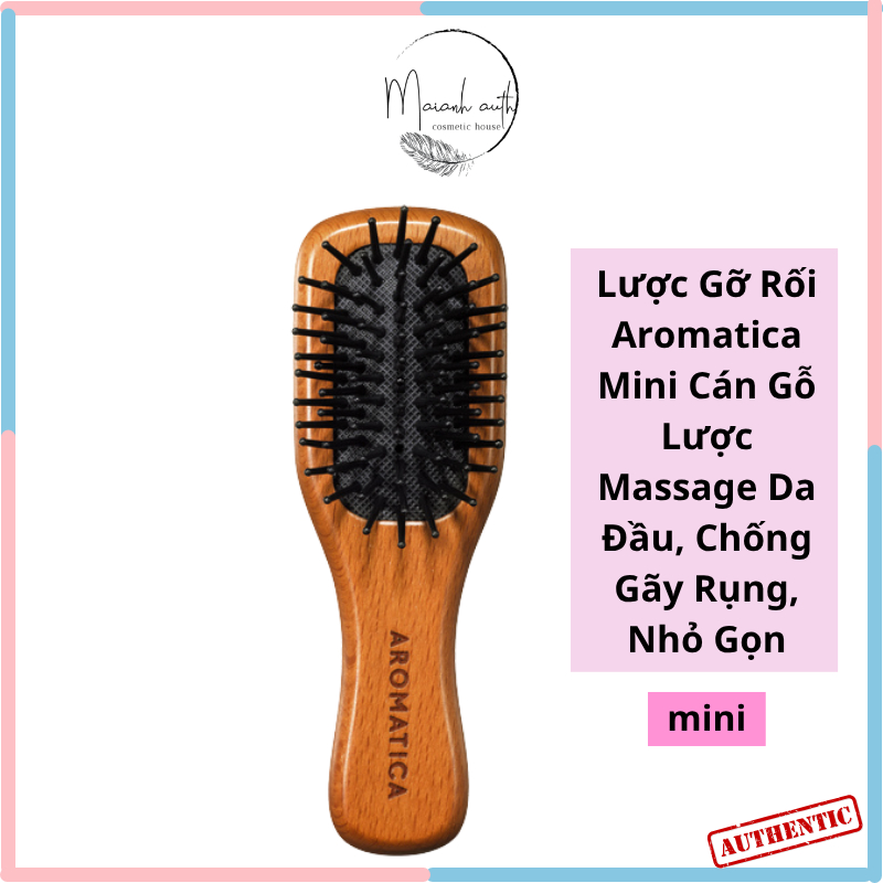 Lược Gỡ Rối Aromatica Mini Cán Gỗ Gỡ Rối Êm Massage Da Đầu Tóc Mượt Mà Tự Nhiên