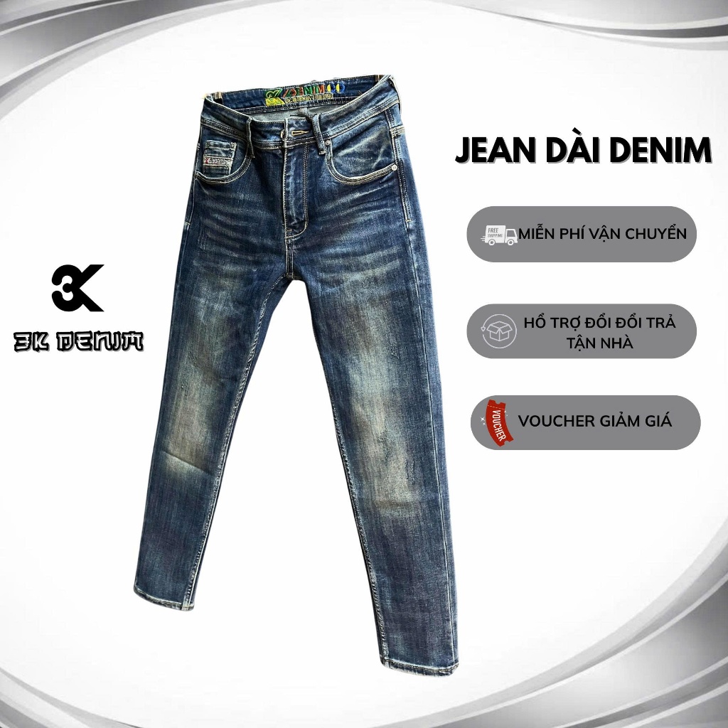 [3K DENIM] Quần Jean Denim Guangzhou-3K1940 Màu Xanh Was Lưng Thêu 3K DENIM Mẫu Mới J4004.