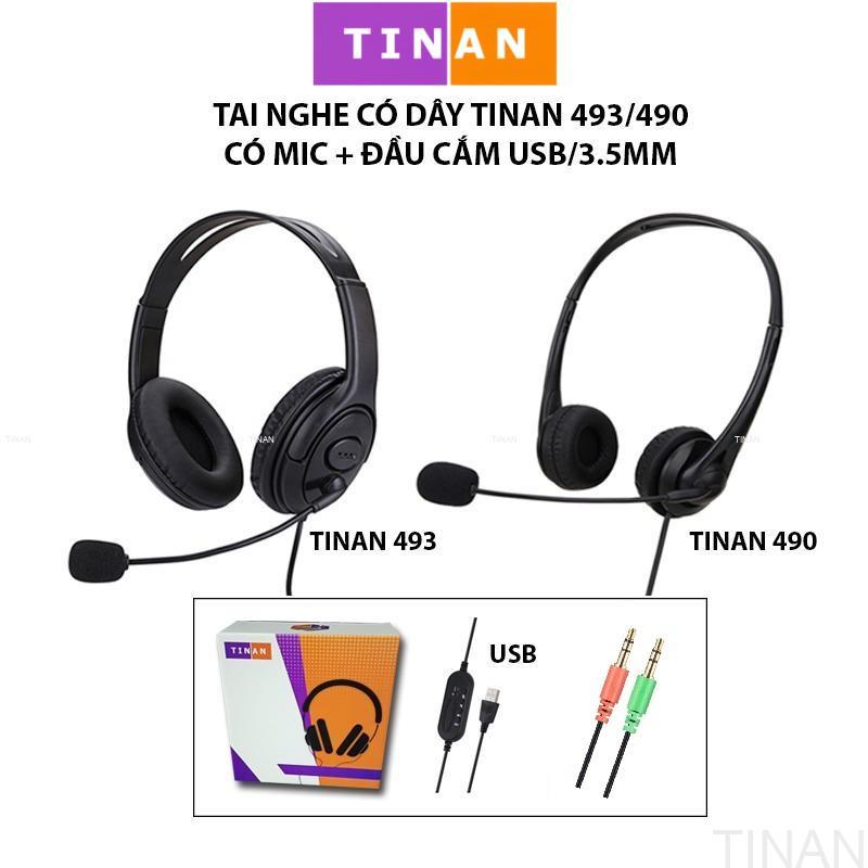 [Tai Nghe USB/Jack35] Tai Nghe TINAN 490/493 Kèm Micro, Thích Hợp Dùng CSKH, Telesale, Salephone, Học online