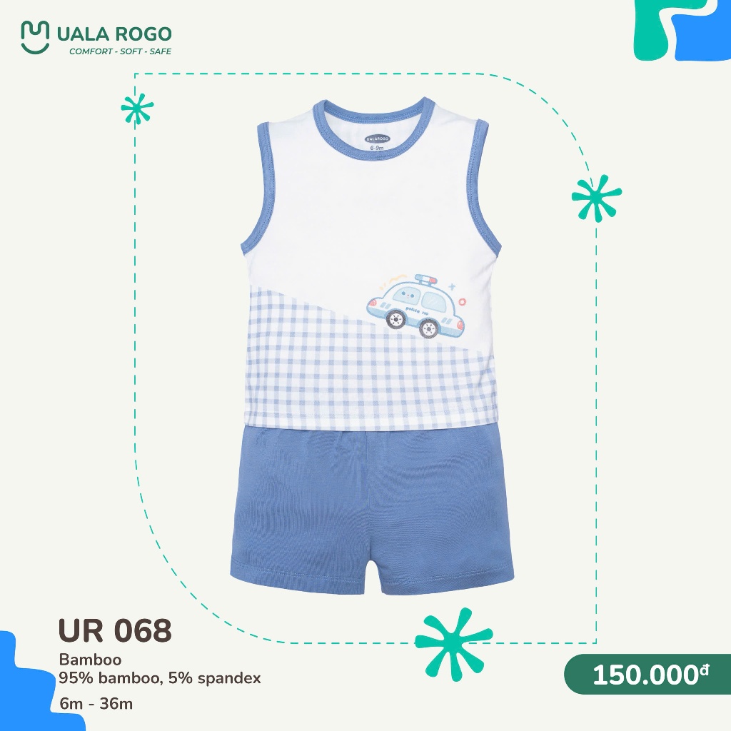 Bộ Sát Nách, Bộ Cộc Tay Cho Bé Trai Bé Gái Cotton Bamboo thấm hút cực mát Uala Rogo Bíp Bíp House