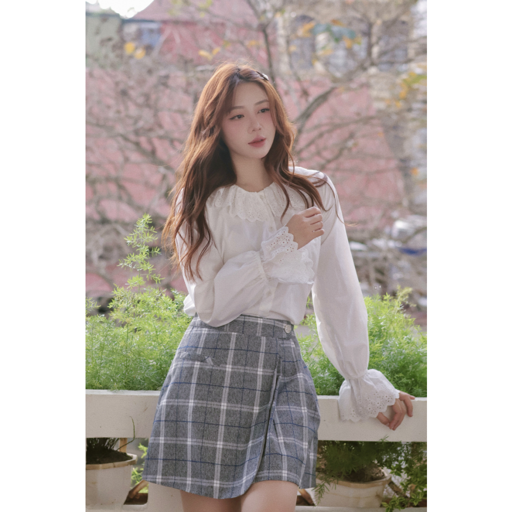 Áo Sơ Mi Trắng Nữ Tay Dài Phồng Nhẹ, Thiết Kế Cổ Bèo HAAN Design SM2639