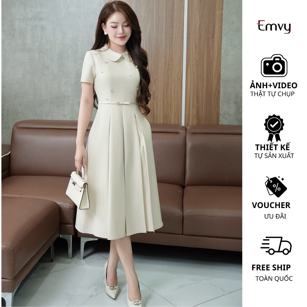 Váy cong sở dự tiệc cổ sơ mi sang trọng Emvy Fashion K62