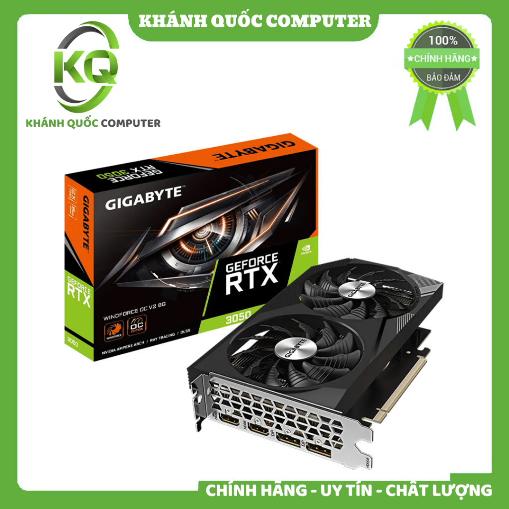 Card VGA Gigabyte GeForce RTX 3050 WINDFORCE OC V2 8GB (N3050WF2OCV2-8GD) - Chính hãng phân phối