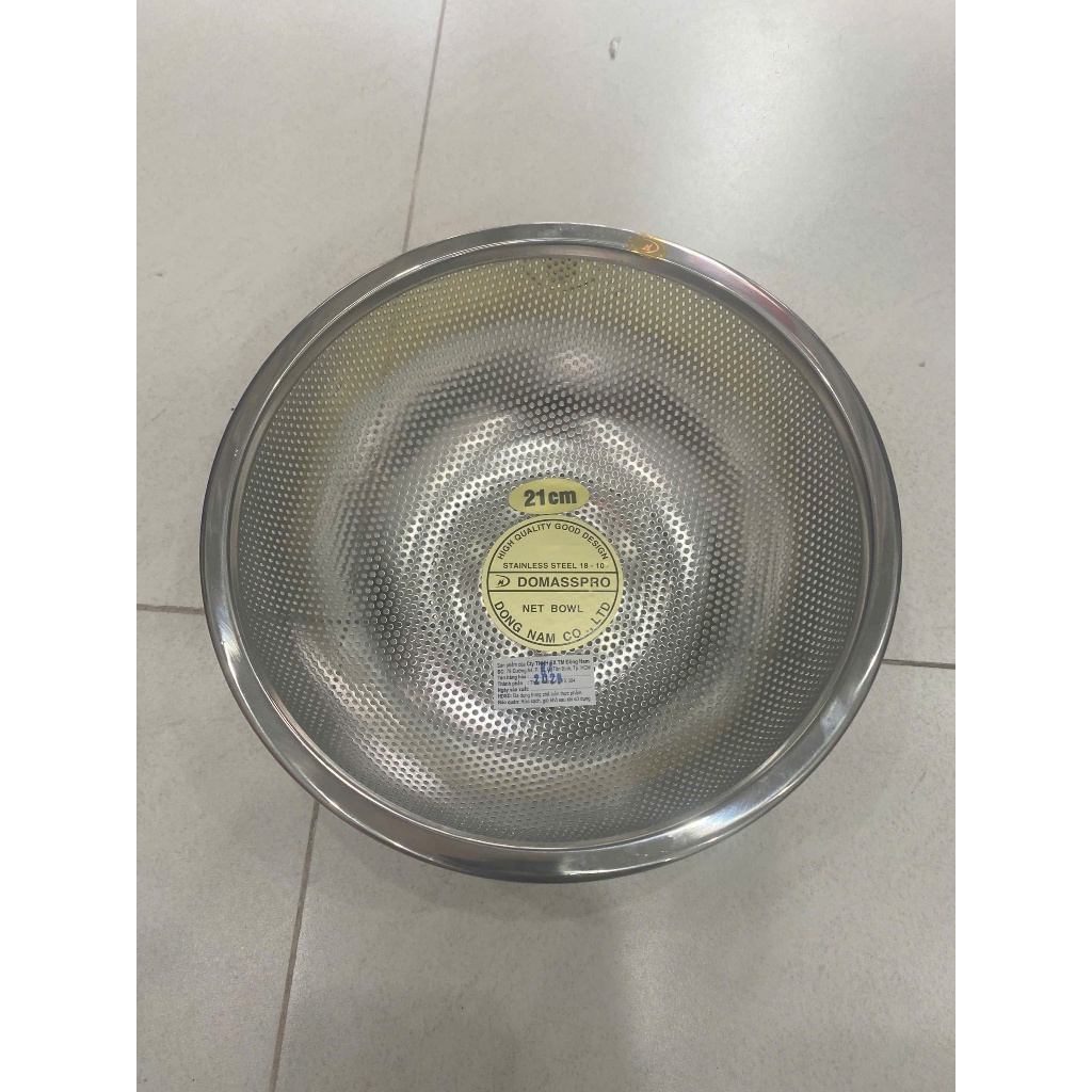 Rổ Rá Inox 304 Đông Nam Tem Vàng Size 21cm