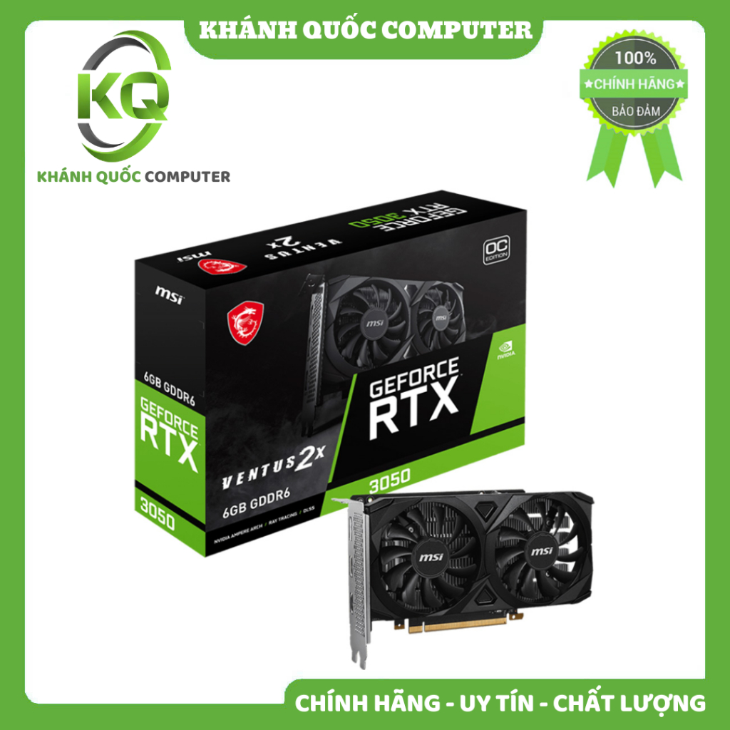Card VGA MSI RTX 3050 VENTUS 2X E 6GB OC - Chính hang phân phối
