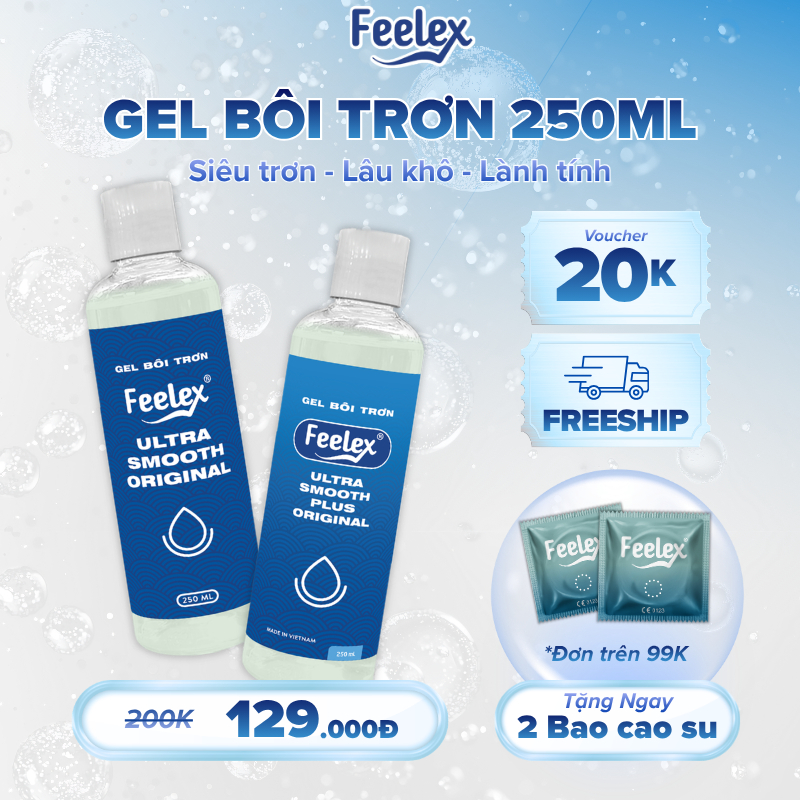 Gel bôi trơn Feelex siêu trơn, lâu khô, mát lạnh, an toàn