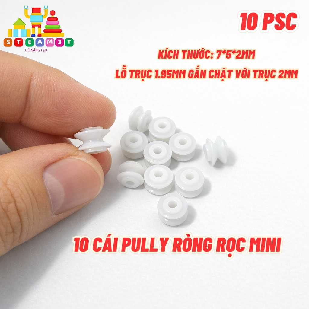 10 ròng rọc pully nhựa mini 7x2x5mm 72A DIY - LK0184