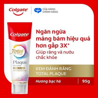 [HB Gift] Kem đánh răng Colgate Total Plaque Release 95g/tuýp giúp khỏe nướu, ngăn mảng bám hiệu quả gấp 3 lần