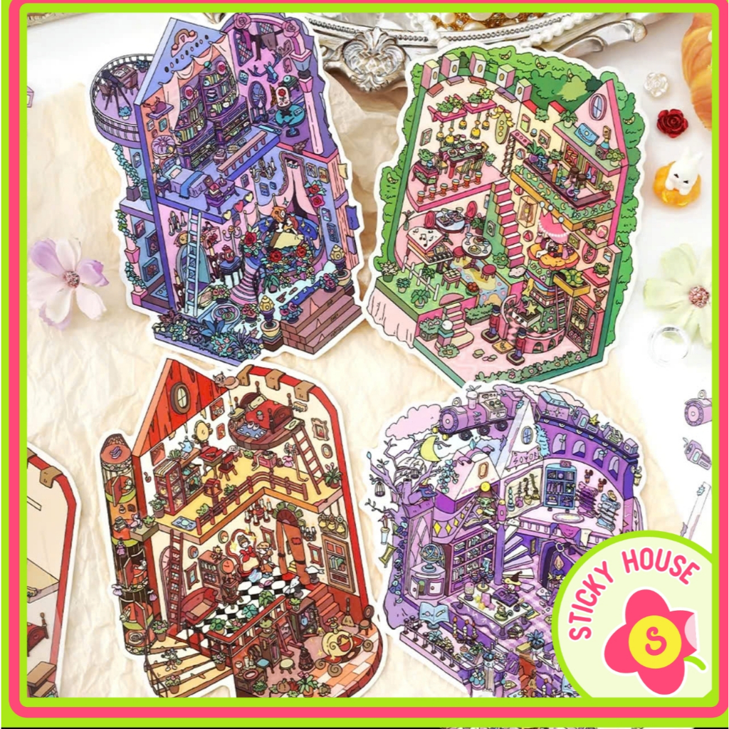 (Hỏa tốc HN) Sticker 3D Lẩu Trùng Khánh, Sticker Gấu Trúc, Sticker Thỏ Cute, Sticker Cảnh Quan 3D