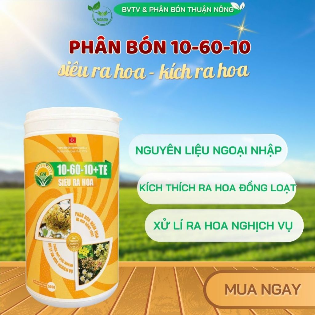 Phân Bón NPK 10-60-10+TE Siêu Ra Hoa Kích Ra Hoa Đồng Loạt Cho Cây Cảnh, Cây Ăn Trái, Hoa Kiểng