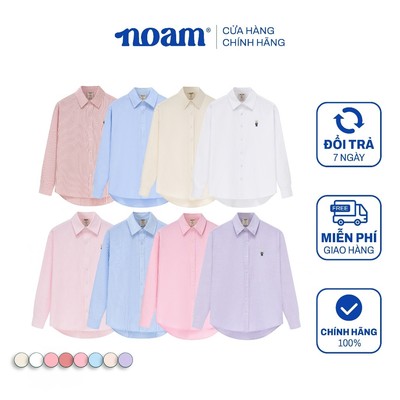 Áo Sơ Mi Dài Tay Form rộng NOAM Nafox Oxford - Màu Trắng/ Xanh/Hồng kẻ sọc/Đỏ kẻ sọc/Xanh kẻ sọc