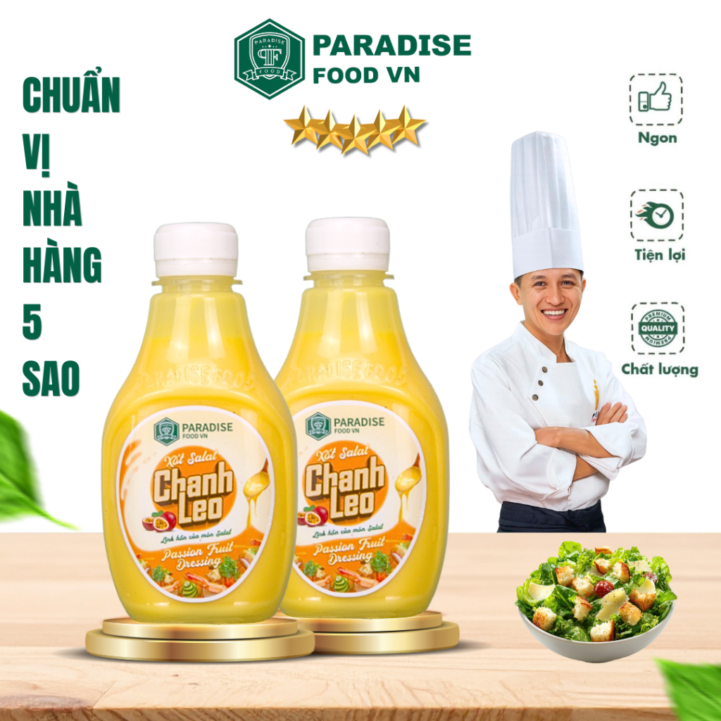 Combo Sốt Chanh Leo PARADISE - Trộn salad hoa quả, chấm hải sản, xốt áp chảo  - 250ml
