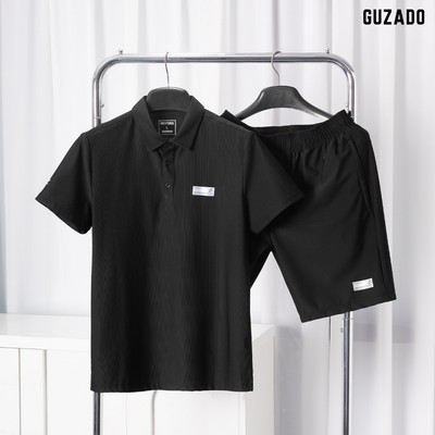 Bộ Đồ Nam GUZADO Vải Cotton Waffle Premium Thoáng Khí Mát Da, Mẫu Thể Thao Mặc Nhà Thoải Mái MBP2603-MABP26S013