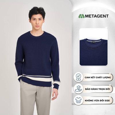 Crest jumper - Áo len nam phối màu Regular fit Metagent MS 58E4118