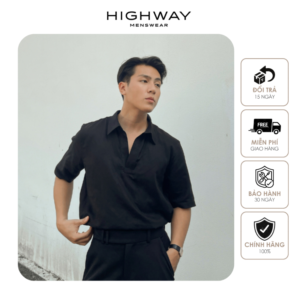 Áo sơ mi ngắn tay nam tencel pha đũi mềm mại thấm hút tốt Highway (Menswear) Edric