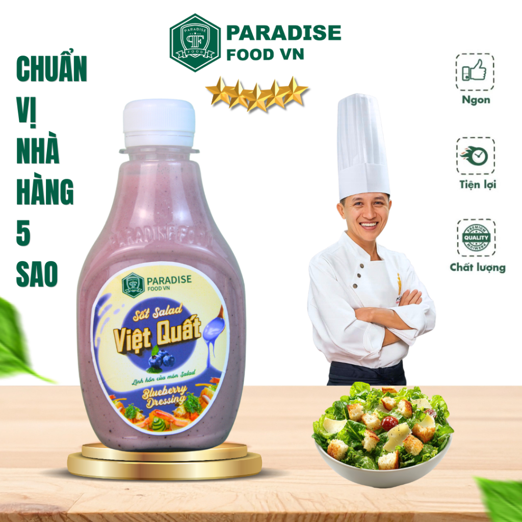 Sốt Việt Quất PARADISE - Sốt salad rau, hoa quả, chấm hải sản đồ nướng làm gỏi - 250ml