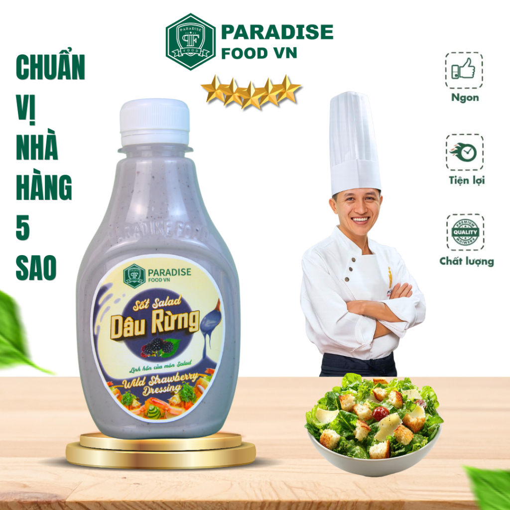 Sốt Dâu Rừng PARADISE - Sốt salad rau, hoa quả, chấm hải sản đồ nướng làm gỏi - 250ml