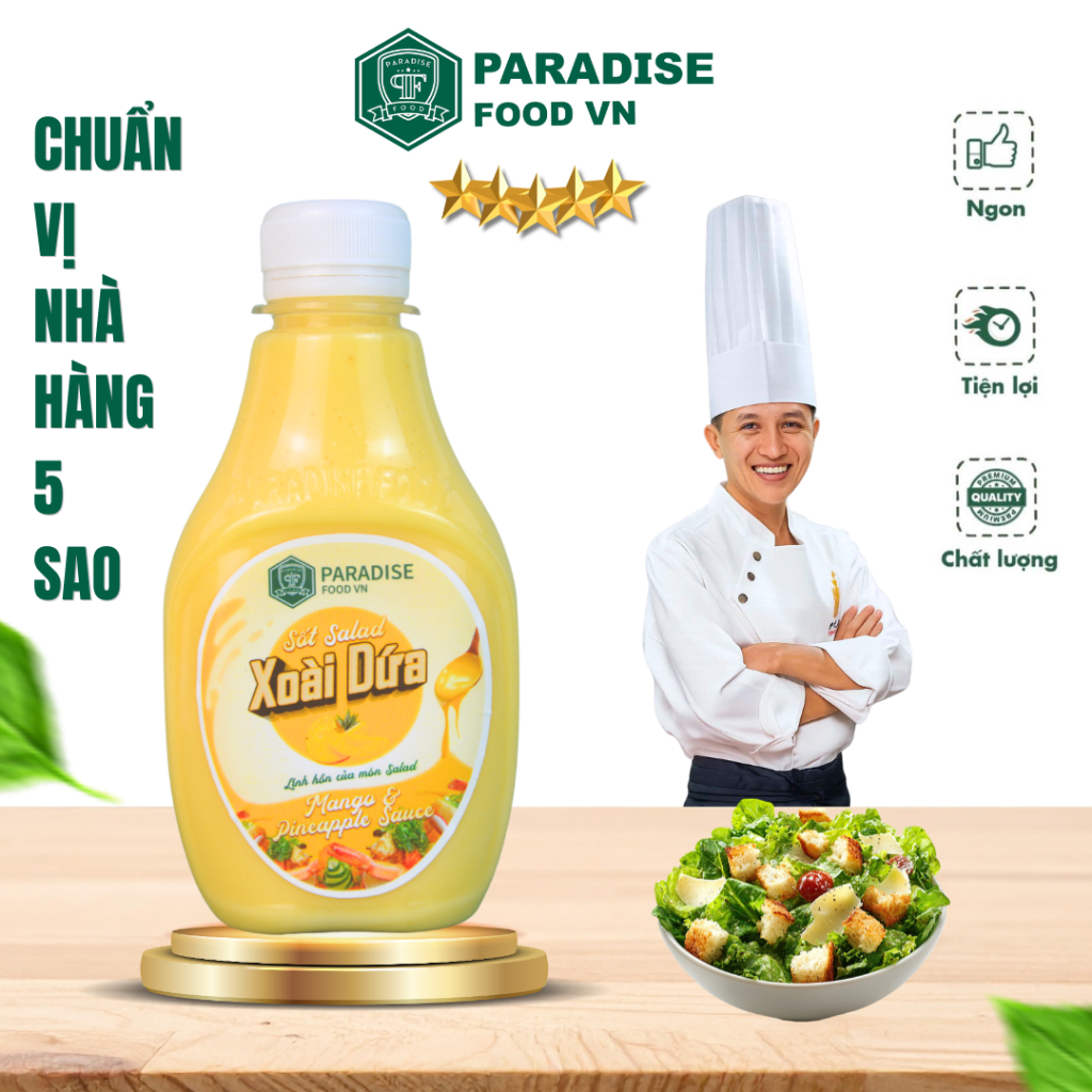 Sốt Xoài Dứa PARADISE - Sốt salad rau, hoa quả, chấm hải sản đồ nướng làm gỏi - 250ml