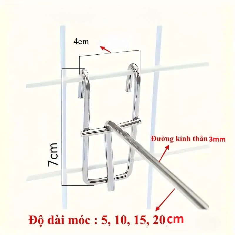 Combo 50 móc cài lưới sắt, tay cài tấm lưới sắt mạ bạc treo phụ kiện điện thoại, decor trang trí | BigBuy360 - bigbuy360.vn