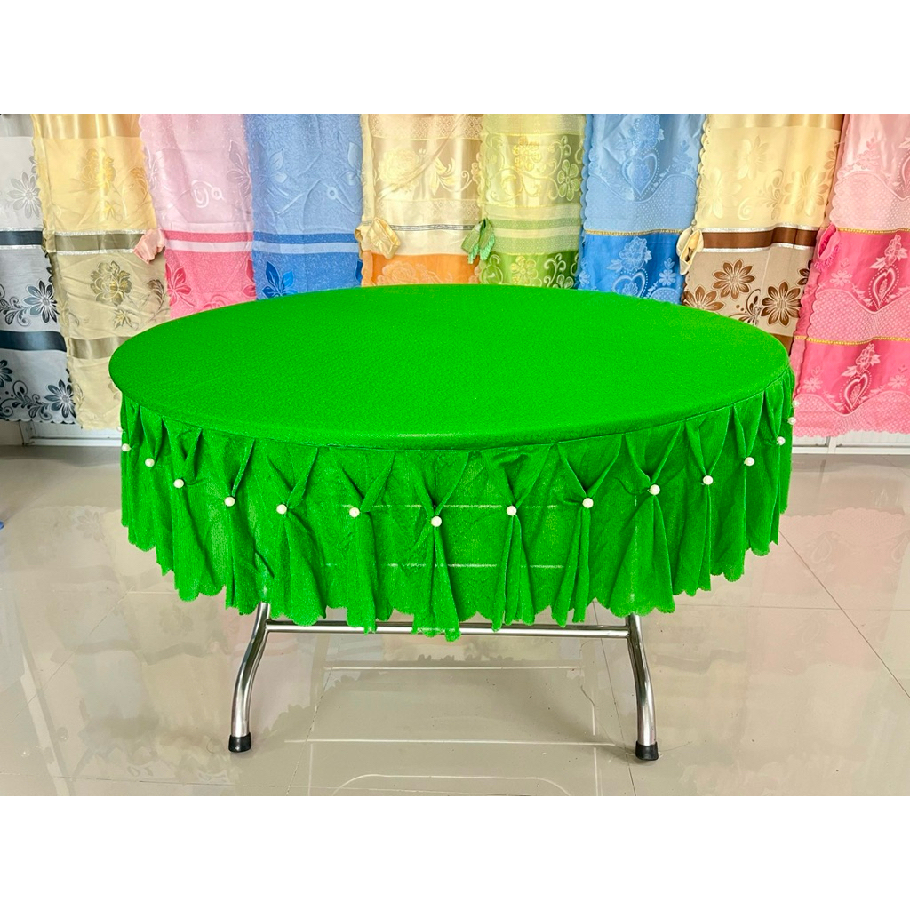 Khăn trải bàn 1m2, thun xốp vân gỗ, kết chuỗi