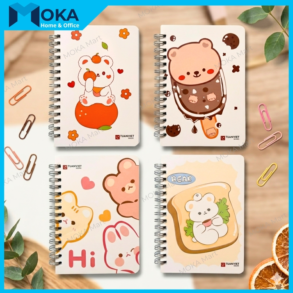 Sổ Tay A6 200 Trang Kẻ Ngang Gáy Lò Xo Bìa Đẹp Notebook Mini Ghi Chép Tiện Lợi Giá Rẻ