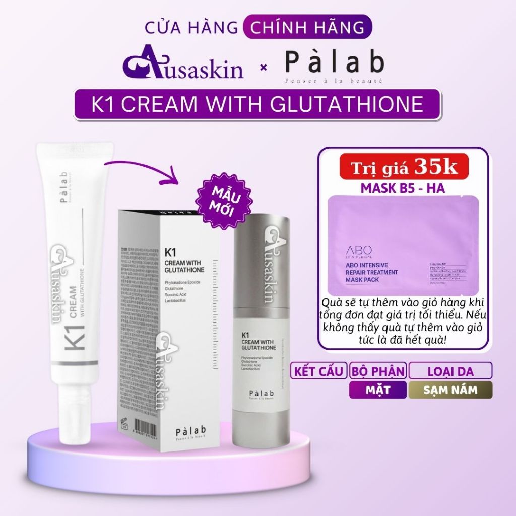 Kem PALAB K1 CREAM With Glutathione 30ml Phục Hồi Da Tổn Thương Sau Xâm Lấn, Dưỡng Trắng Da