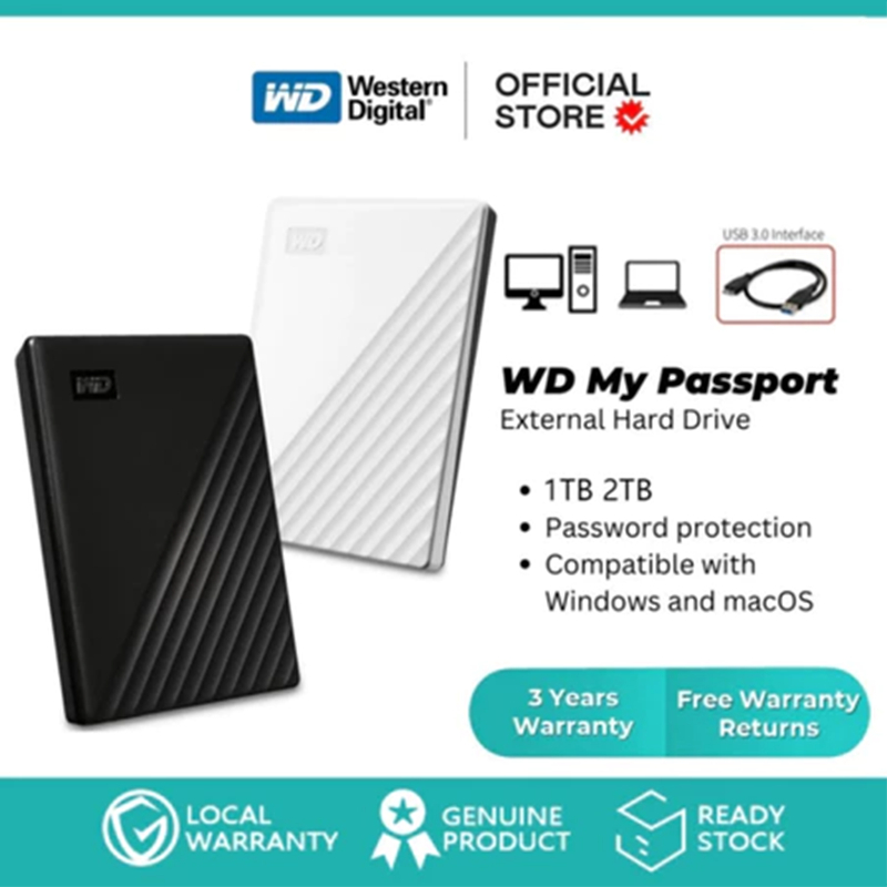 Western Digital HDD My Passport 1TB / 2TB USB 3.0 ổ cứng bên ngoài di động (bảo hành 5 năm - COD)