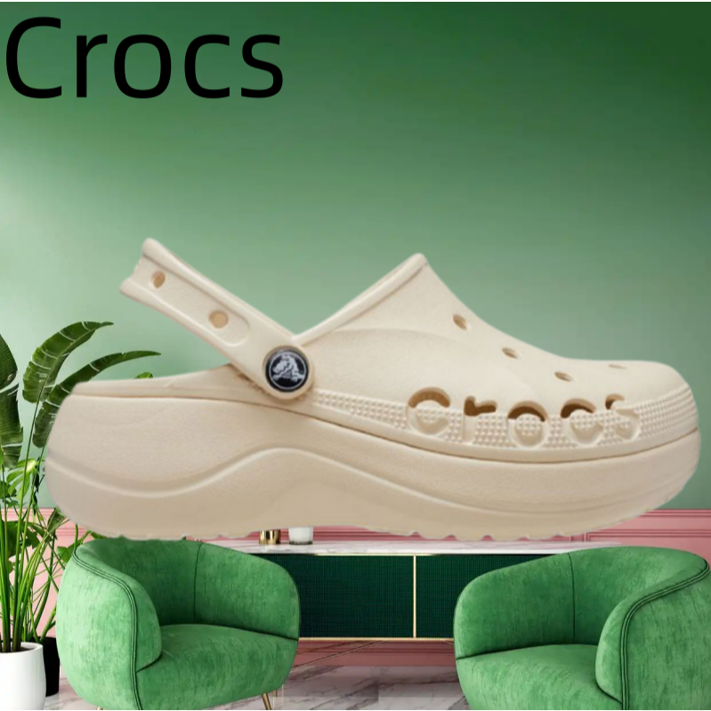 CROCS Women's Casual Hiking Shoes BAYA Flat Loafers, Women's Casual Sandals - Bone White, Model 2081