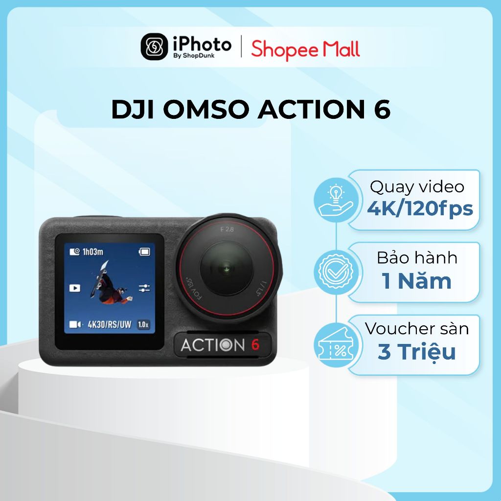 Camera Hành Động DJI Osmo Action 6 Máy Quay Hành Trình 4K 120fps, Bảo Hành Chính Hãng