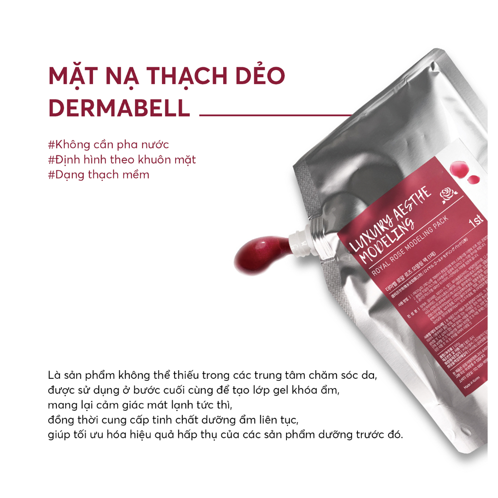 Mặt Nạ Thạch Hoa Hồng Hỗ Trợ Dưỡng Trắng, Cấp Ẩm, Da Căng Bóng DERMABELL Royal ROSE Modelling Mask