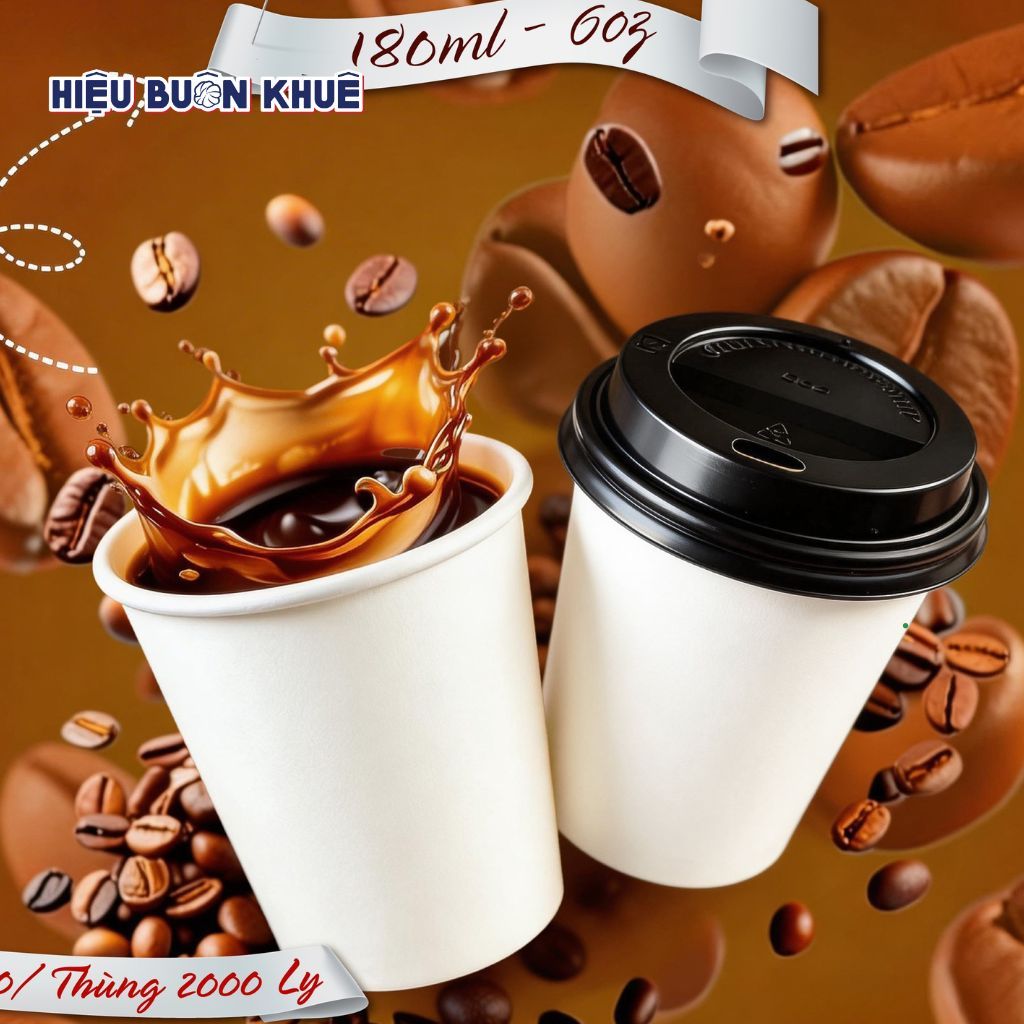 50 Ly Giấy, Cốc Giấy Trắng Dùng 1 Lần 120ml-180ml--240ml-270ml-360ml-500ml-650ml Uống Cà Phê,Trà Đá,