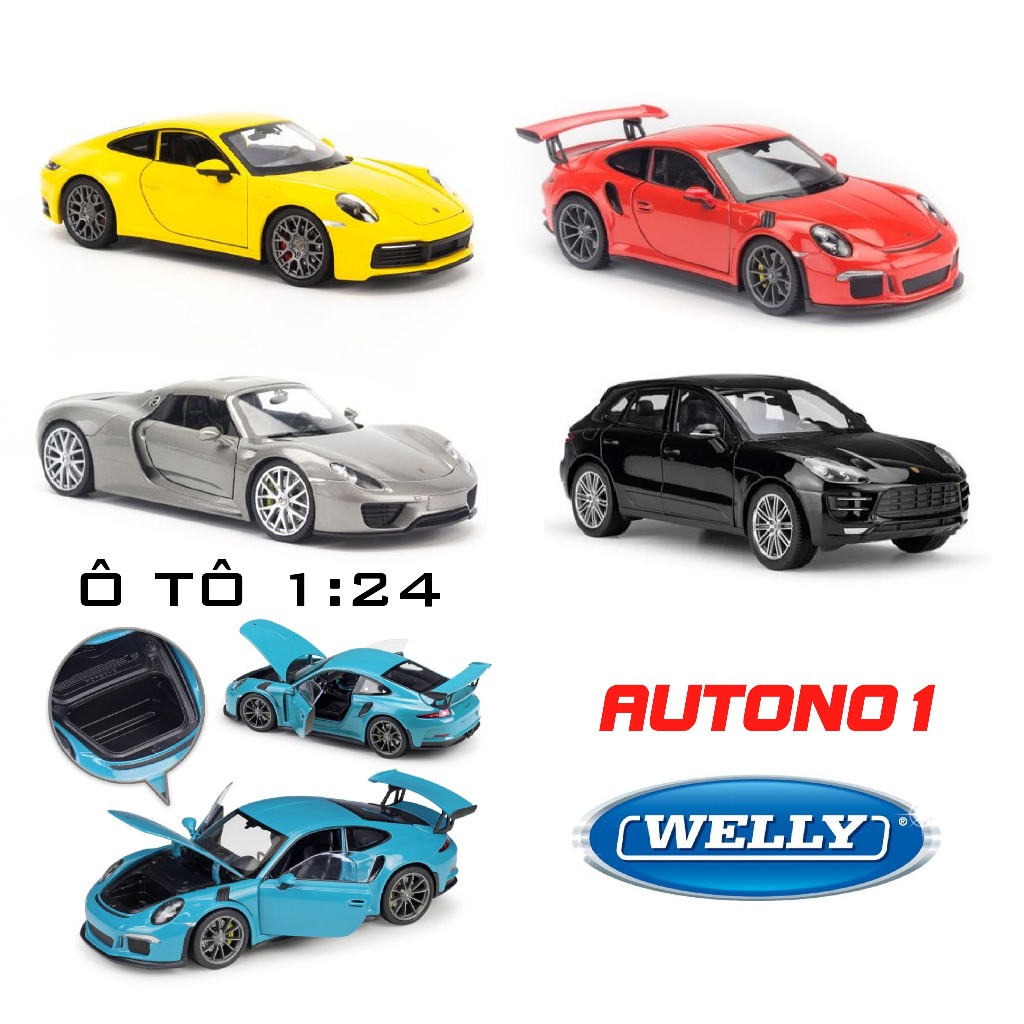 Mô hình xe Porsche các dòng 911(992) GT3 RS,911 Carrera, 918, 550, 356, Taycan tỉ lệ 1:24 Welly có b