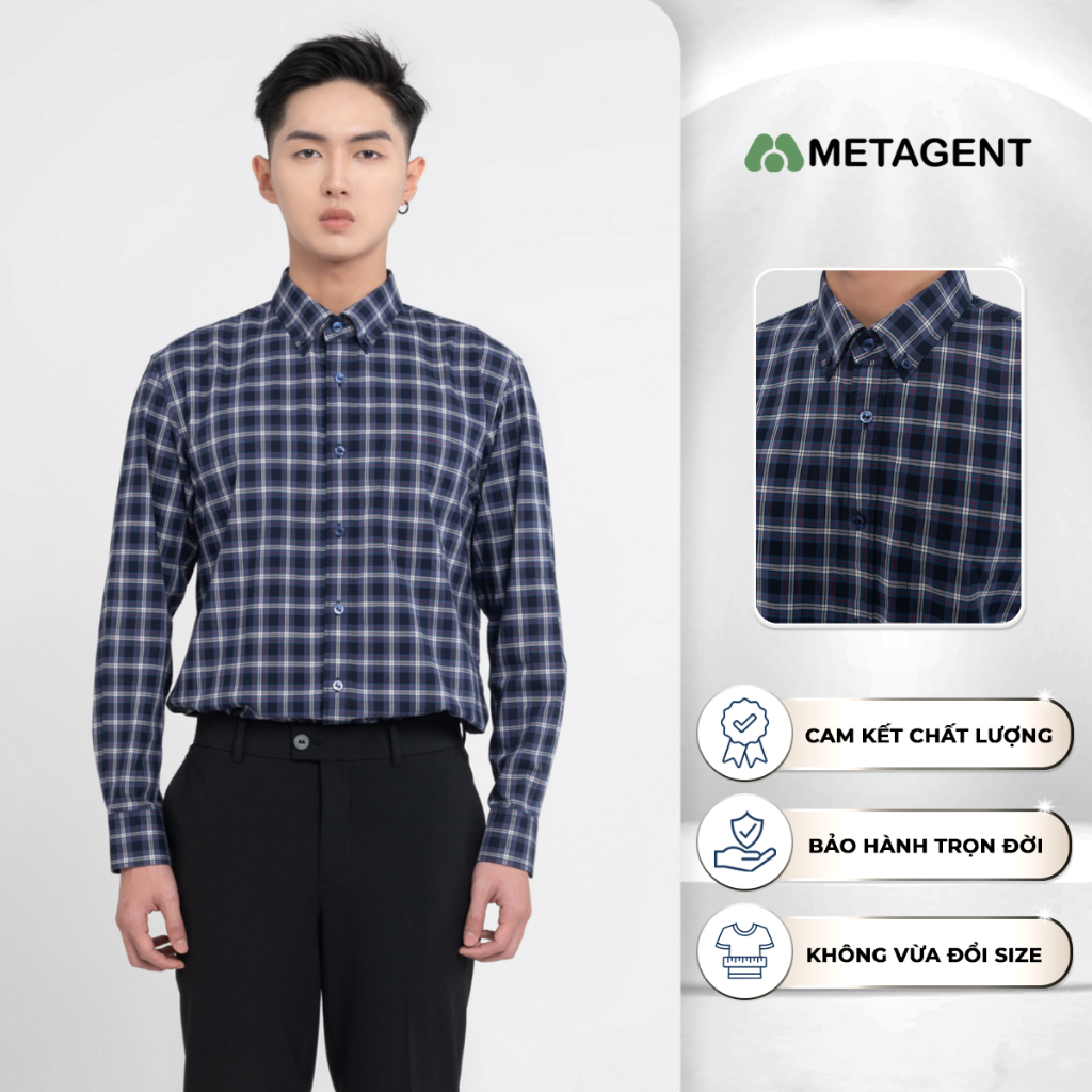 Áo sơ mi nam họa tiết chấm bi dáng Regular Fit Metagent MS 17E3556