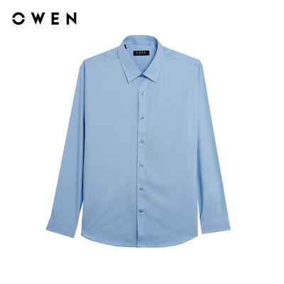 Owen - Áo sơ mi dài tay Slim Fit AS255046D màu Xanh chất liệu Bamboo poly