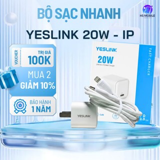 Bộ sạc nhanh YESLINK 20W kèm dây dù – Sạc nhanh cho iPhone 8 đến 14 prm