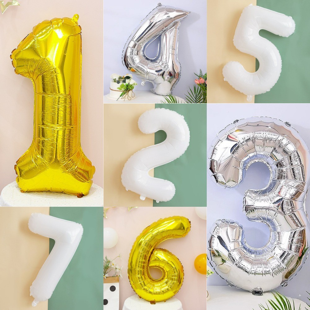 Bóng Số Tuổi Cỡ Lớn 70cm Màu Trắng, Bạc, Vàng – Bóng Số Trang Trí Sinh Nhật, Phụ Kiện Decor Tiệc
