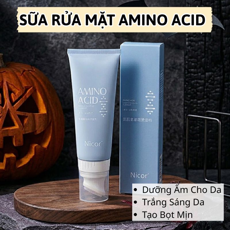 Sữa Rửa Mặt Tạo Bọt Amino Nicor Kèm Đầu Cọ Mát Xa, Rửa Mặt Sạch Sâu Giảm Dầu Mụn Dưỡng Ẩm Mịn Da