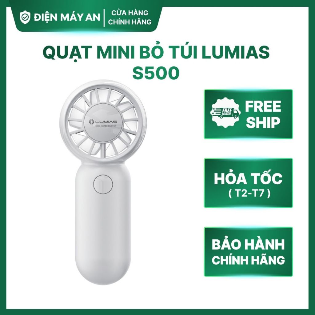 Quạt mini cầm tay Lumias S500 - 500mAh, 3 mức gió - Nhỏ gọn