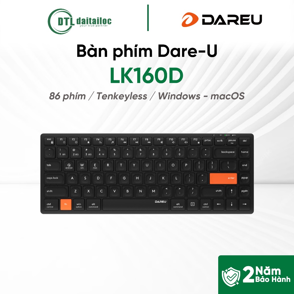 Bàn phím không dây bluetooth Dare-u LK160D | Chính Hãng | Bảo Hành 24 Tháng