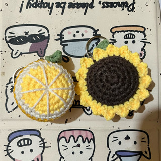 🧶Móc khoá hình quả cam bằng len, móc khoá bông hoa hướng dương nhồi bông, móc khoá nhồi bông cute