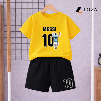 Set đồ bé trai Messi (gồm áo thun+quần đùi) chất liệu thun cotton - Đồ bộ trẻ em nam cân nặng từ 15-40kg- SB648