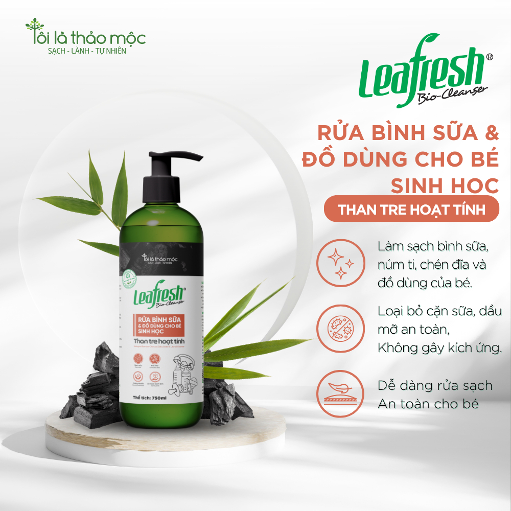 Rửa bình sữa & đồ dùng cho bé Leafresh 750ml - Sinh học an toàn, sạch khuẩn, không hương liệu Tôi Là