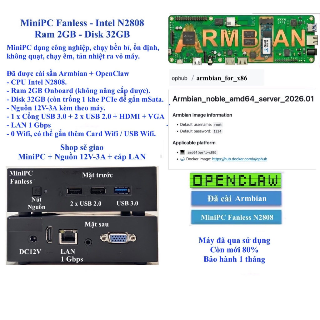 Máy chủ MiniPC OpenClaw, Ubuntu, Armbian -