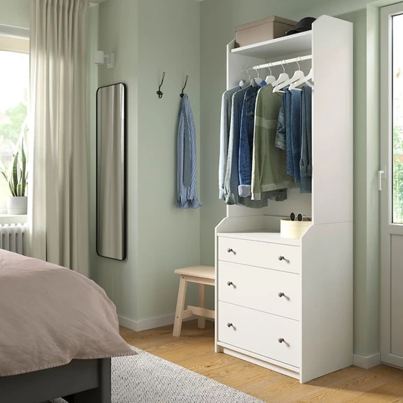 [FURNI HOME] BAHIA, Tủ quần áo mở kèm 3 ngăn tủ kéo WAR_008, 70x46x199cm, tủ đựng quần áo